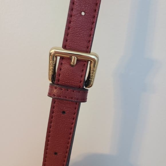 Foxer Red Gold Leather Shoulder Bag Large Tote Purse Handbag Satchel 2 Handle - Picture 8 of 15